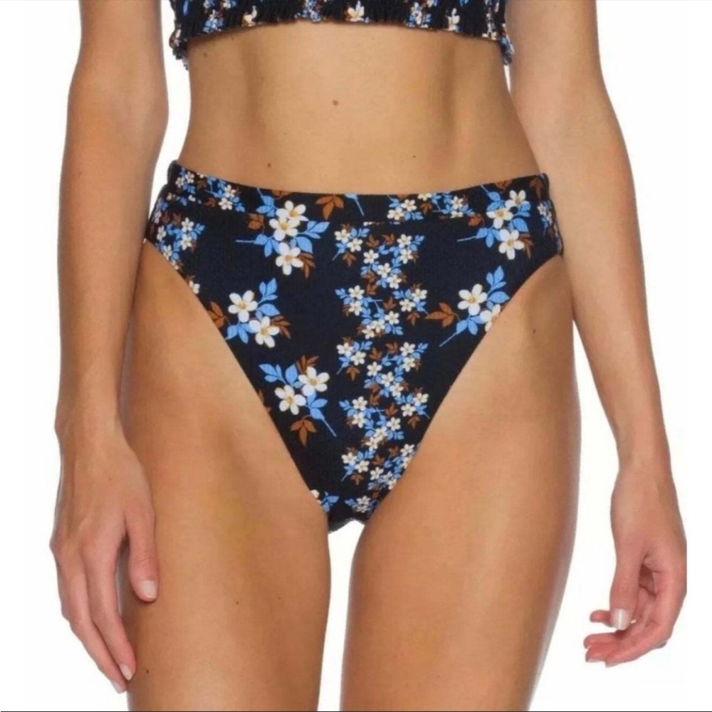 BECCA LORRAINE FLORAL HIGH WAIST BIKINI BOTTOM Sz SMALL